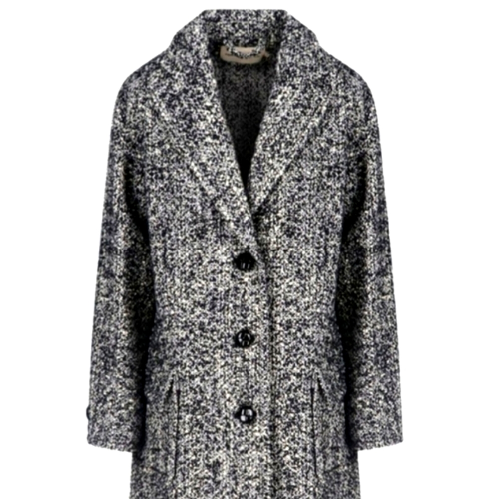 Women's Black and White Tweed Coat